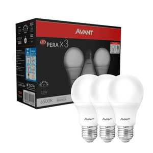 Kit 3 Lâmpadas Led Pêra Avant Luz Branca 15w Bivolt 6500k