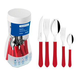 Faqueiro De Inox Tramontina Leme 20 Peças Cabo Vermelho