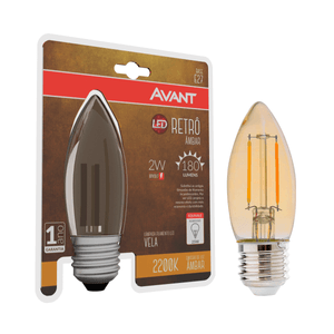 Lâmpada Retrô Led Avant Vela 2w 2200k Base E27 Luz Âmbar