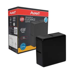 Arandela Led Avant Elegance Quattro Preta 3000k 6w Bivolt