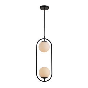 Pendente Avant Pérola Arco Duo Grande Preto Fosco E27 Bivolt