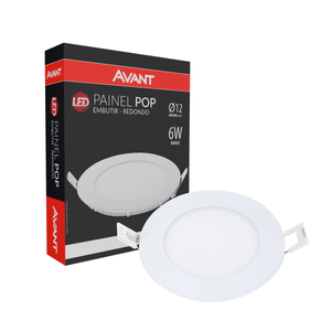 Painel De Led Avant Embutir Redondo 6500k Luz Branca 6w 12cm