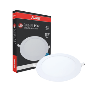Painel Led Avant Embutir Redondo 18w Luz Branca 6500k 22cm
