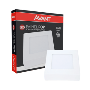 Painel De Led Avant Sobrepor Quadrado 6w 6500k 12cm Bivolt