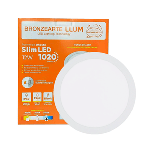 Painel De Led Bronzeart Embutir Redondo 12w 6500k Bivolt