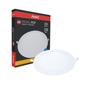 Painel Led Avant Embutir Redondo 30cm 24w Luz Amarela 3000k