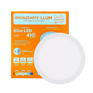 Painel De Led Bronzeart Embutir Redondo 6500k 6w Bivolt
