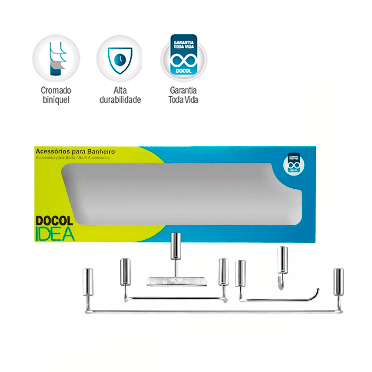 Kit De Acessórios Com 5 Peças Idea Cromado Docol