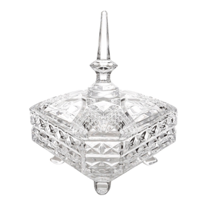 Potiche Bomboniere Lyor Cristal Triangle Transparente Com Pé