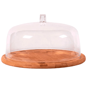 Boleira Martiplast  Em Bambu 27,5cm Com Cúpula Acrilica