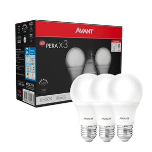 Kit Lâmpada Led 7w Pack 3 Peras Avant 6500k Luz Branca