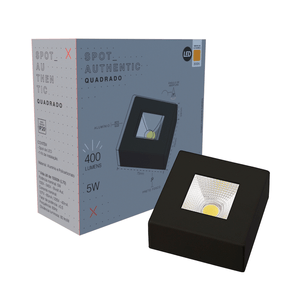 Spot Led Avant Authentic Sobrepor Quadrado 5w Preto Fosco 3000k