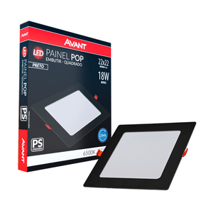 Painel Led Avant Embutir Quadrado Preto 18w 6500k Ps