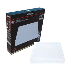 Painel De Led Avant Sobrepor Quadrado 18w 4000k Neutro 22cm