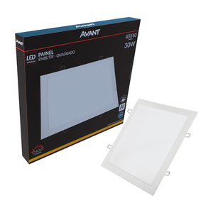 Painel Led Alu Avant Embutir Quadrado 30w Amarelo 3000k 40cm