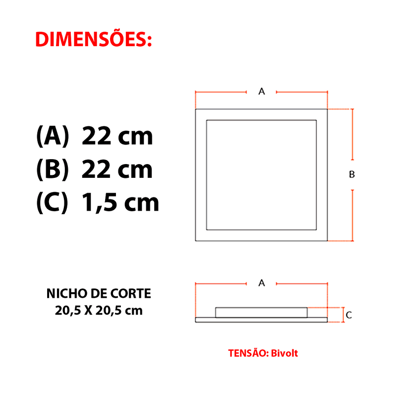 Painel De Led Avant Neo Smart Embutir Quadrado 18w Wifi