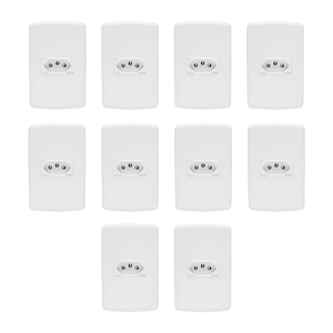 Kit 10 Tomadas Iriel Duale Up 10a 250v 2p+t Branco 852011