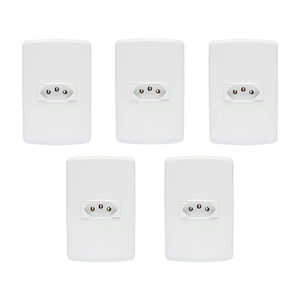 Kit 05 Tomadas Iriel Duale Up 10a 250v 2p+t Branco 852011