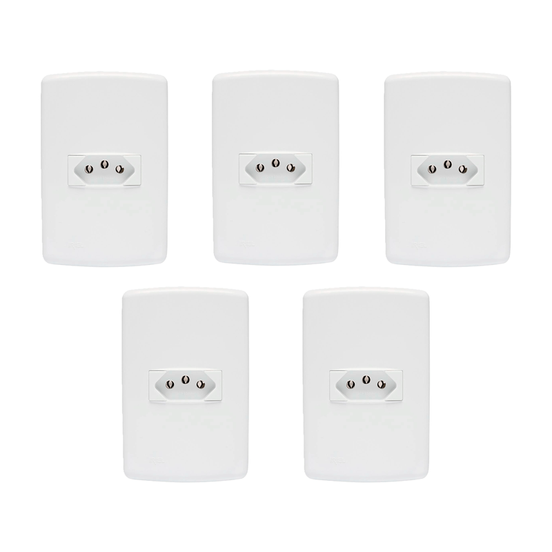 Kit 05 Tomadas Iriel Duale Up 10a 250v 2P+T Branco 852011