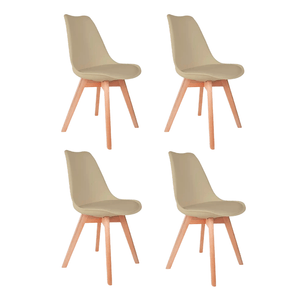 Kit 4 Cadeiras Saarinen Tiffany Polipropileno Nude Wood