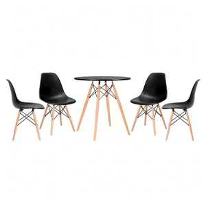 Conjunto 4 Cadeiras E Mesa Eames Seat&Co Polipropileno Preta