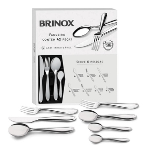 Faqueiro Brinox Lyon 5101/118 Aço Inoxidável 42 Peças